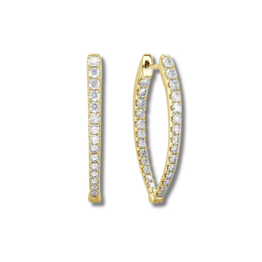 Diamond Point Hoop Earrings 1 1/4"