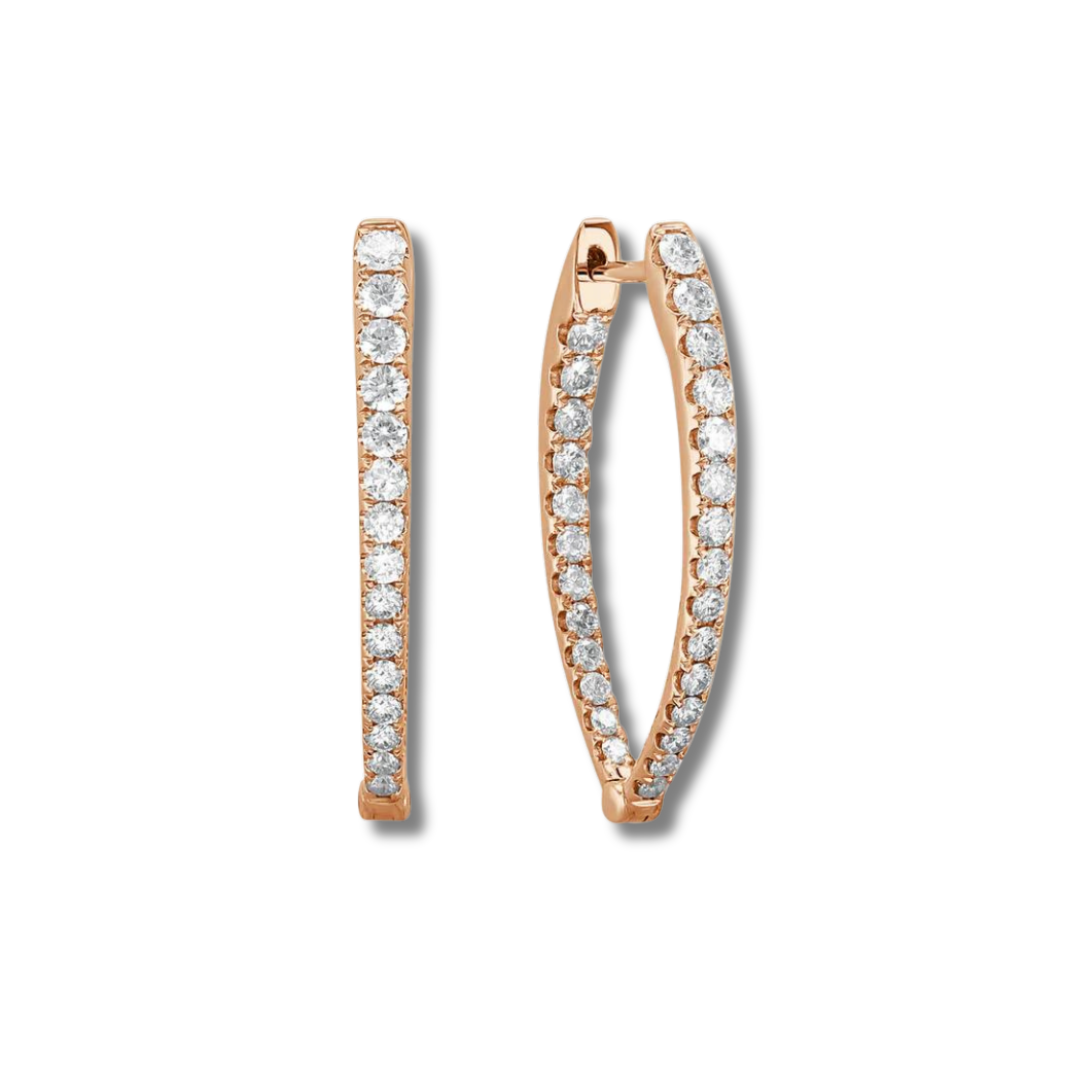 Diamond Point Hoop Earrings 1 1/4"