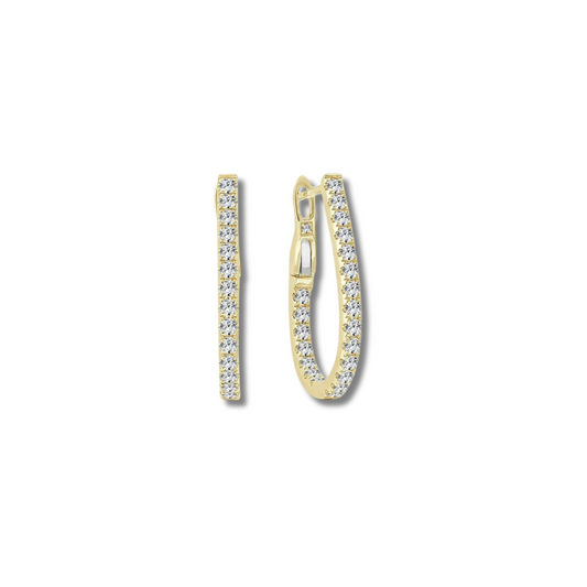 Diamond Pear Shaped Hoop Earrings 3/4"