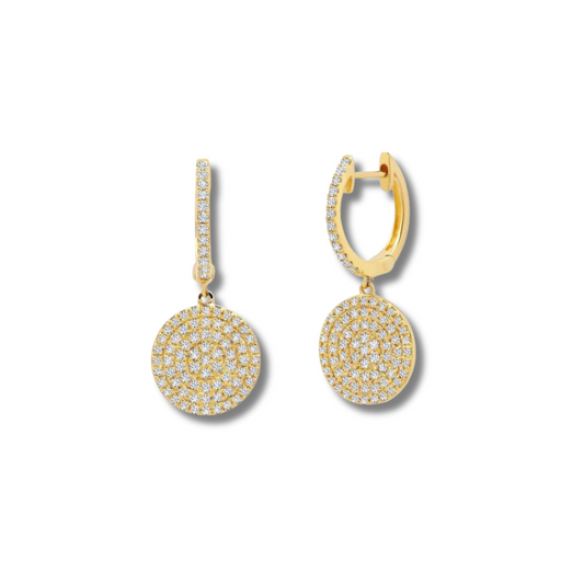 Diamond Drop Disc Earrings