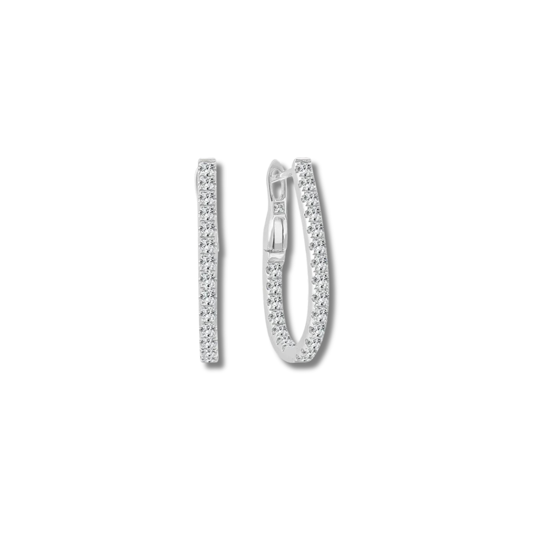 Diamond Pear Shaped Hoop Earrings 3/4"