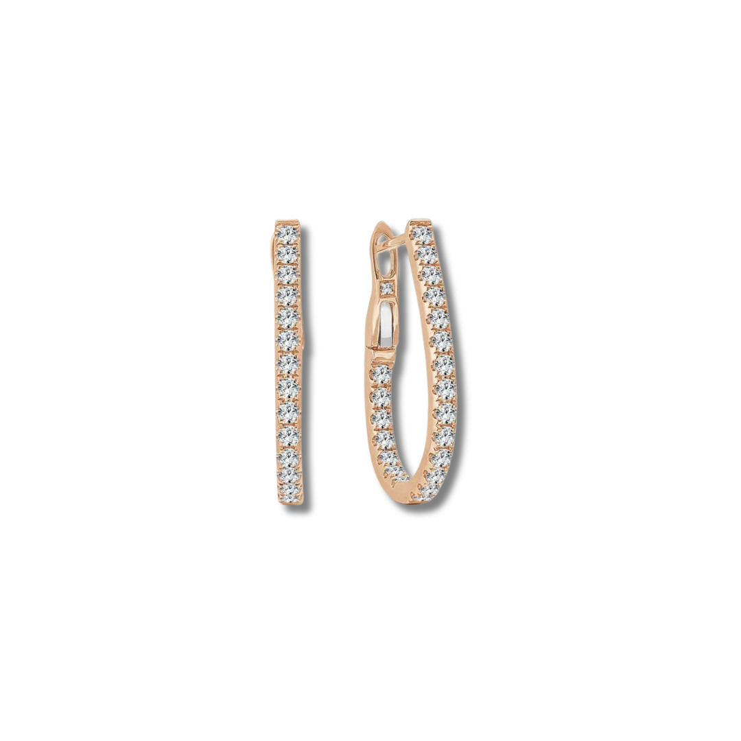Diamond Pear Shaped Hoop Earrings 3/4"