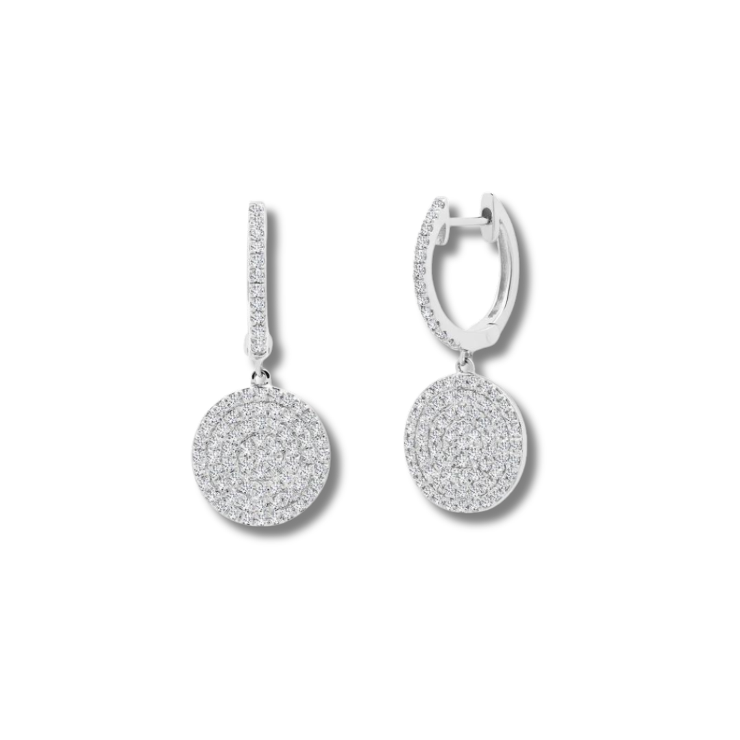 Diamond Drop Disc Earrings