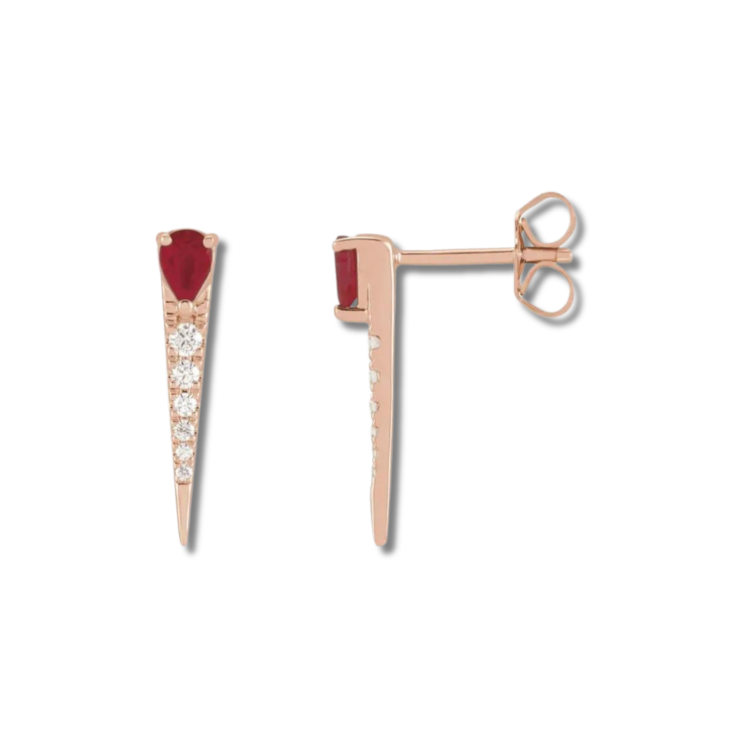 Diamond and Ruby Spike Earrings
