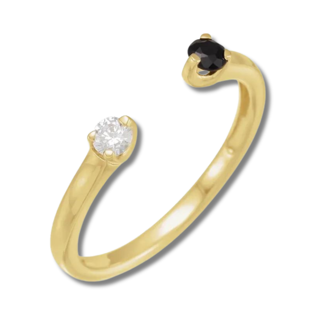 Diamond and Onyx Cuff Ring