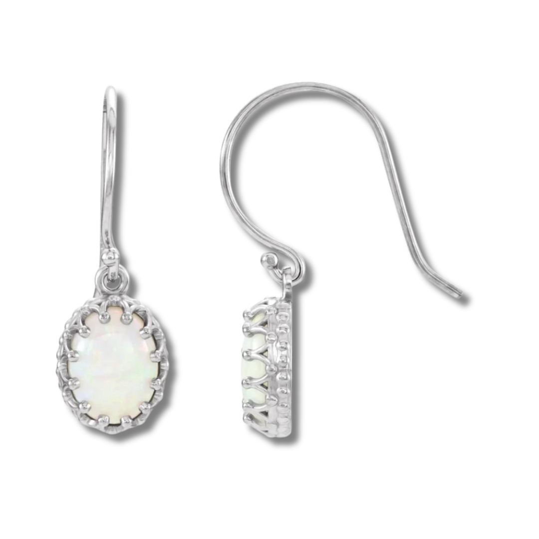 White Opal Drop Earrings
