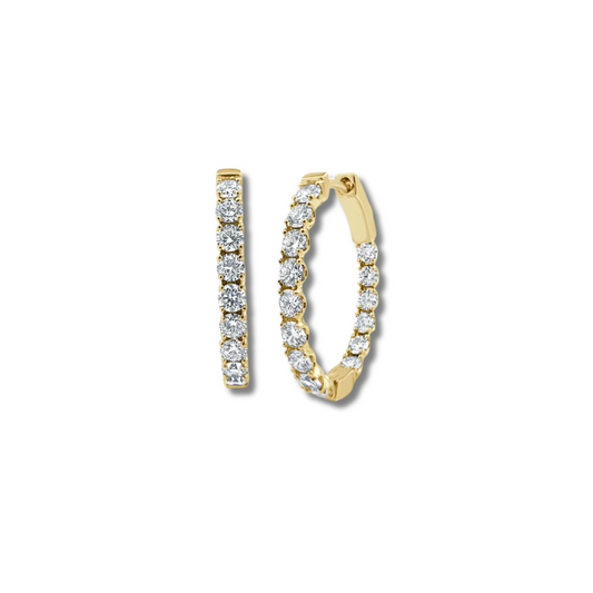 Diamond Oval Hoop Earrings  1"