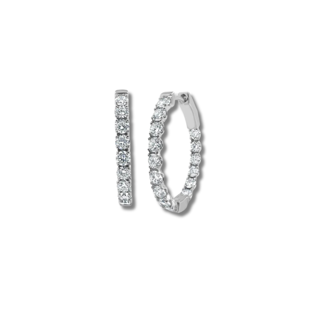 Diamond Oval Hoop Earrings 1"