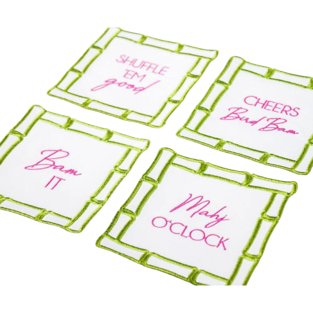 Bamboo Mahjong Cocktail Napkin/set of 4