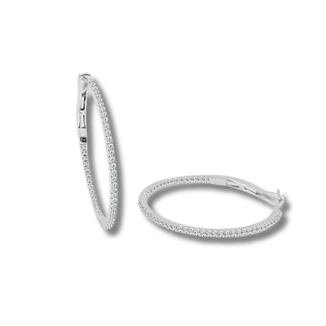 Diamond Skinny Hoops 3/4"