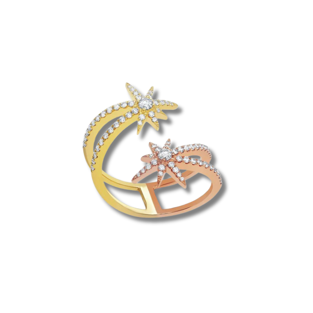 Two Tone Shooting Star Bypass Ring
