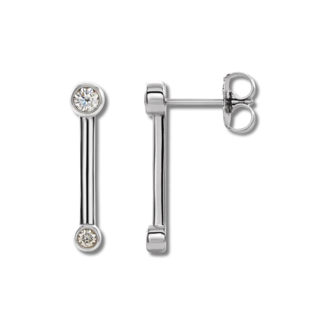 Bezel Set Bar Earring