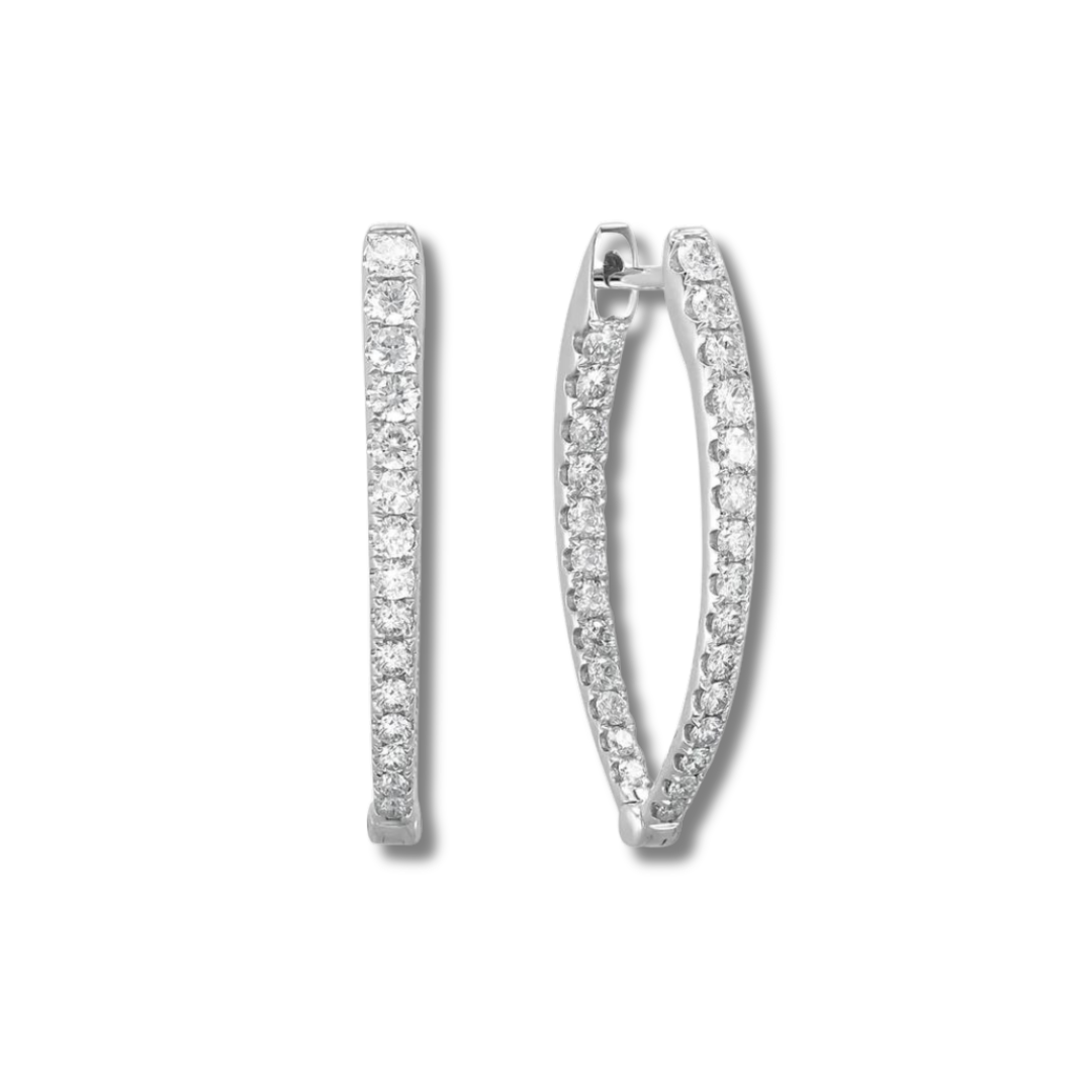 Diamond Point Hoop Earrings 1 1/4"