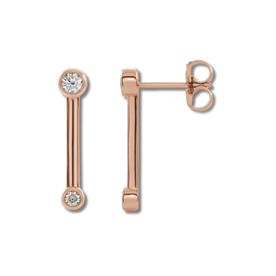 Bezel Set Bar Earring