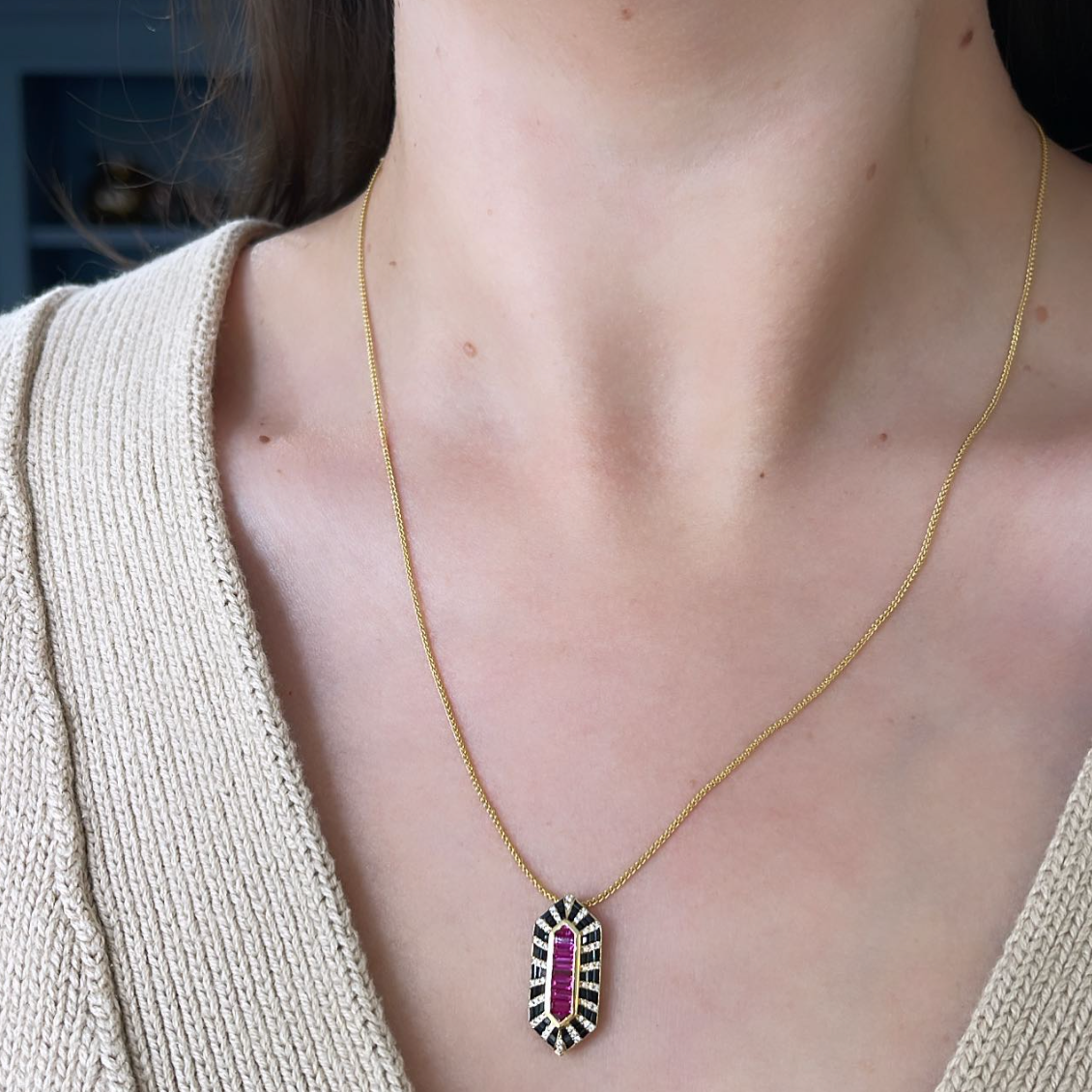 Twist Bullet Ruby Necklace