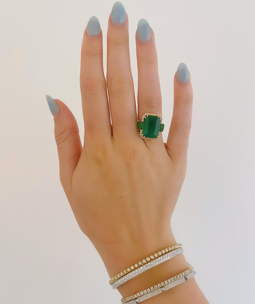 Bemba Emerald and Diamond Ring