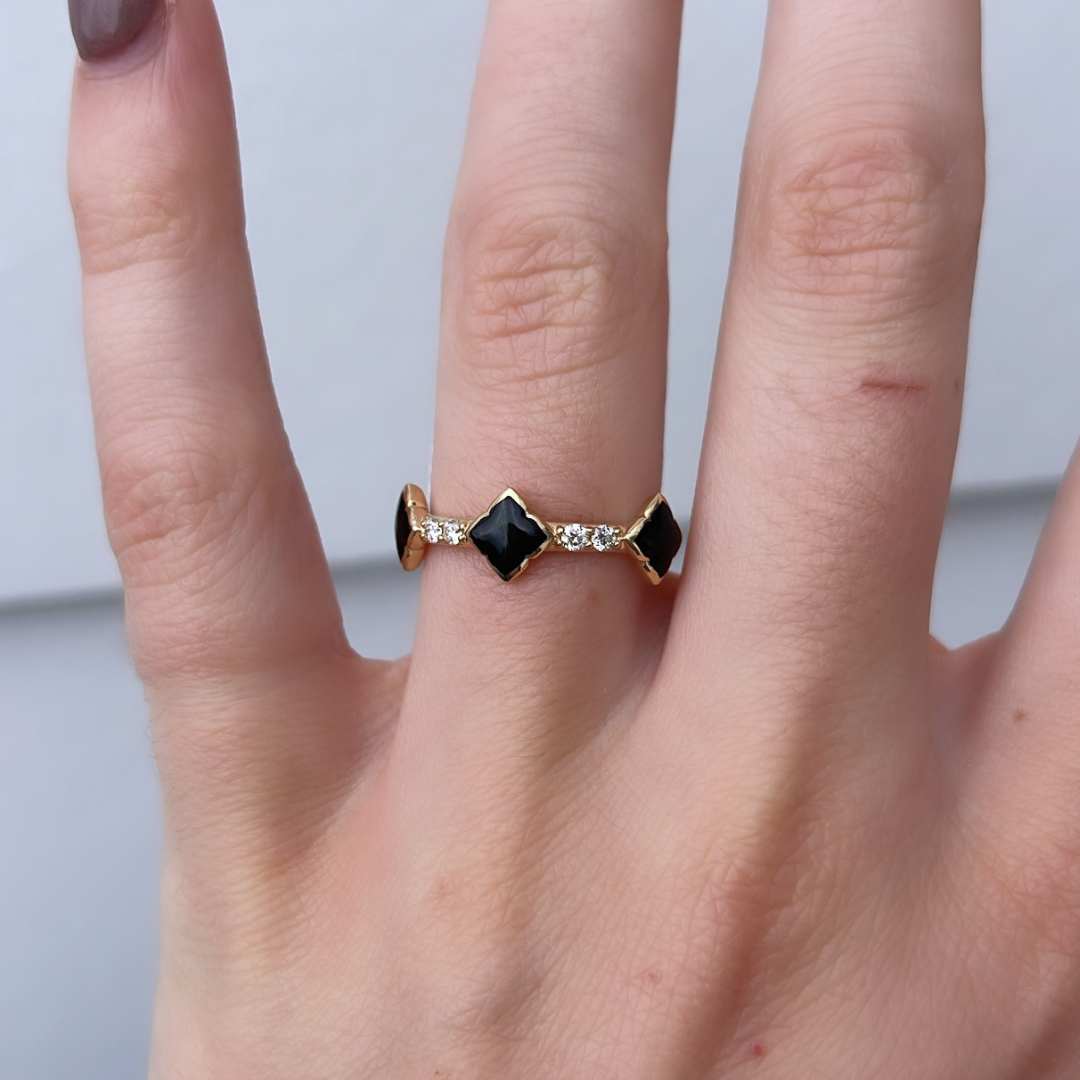 Onxy and Diamond King Ring