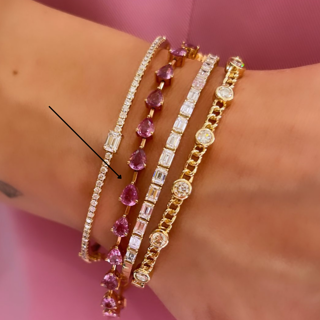Pear Pink Sapphire Bracelet
