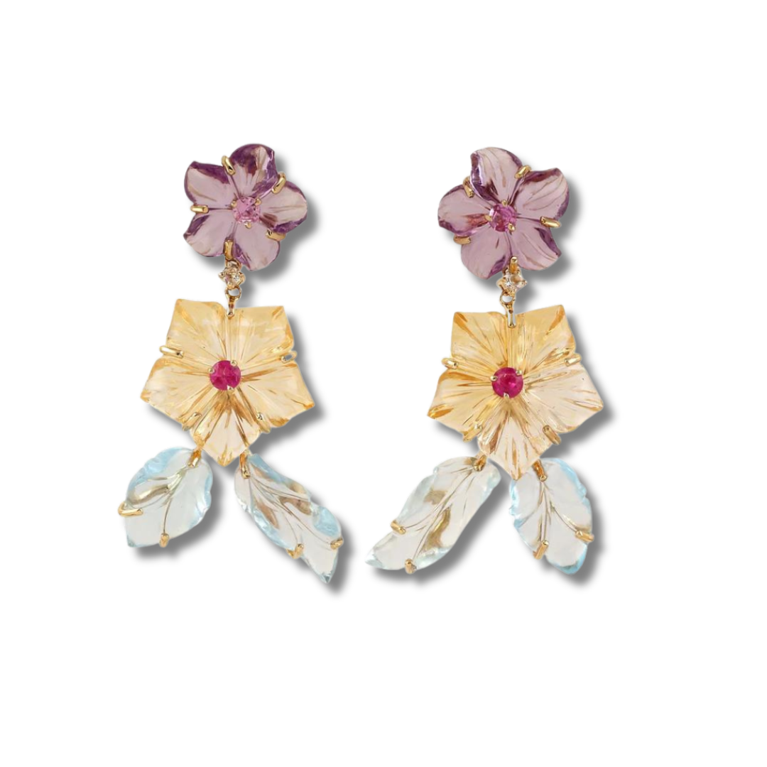 Large Hibiscus Drop Earrings