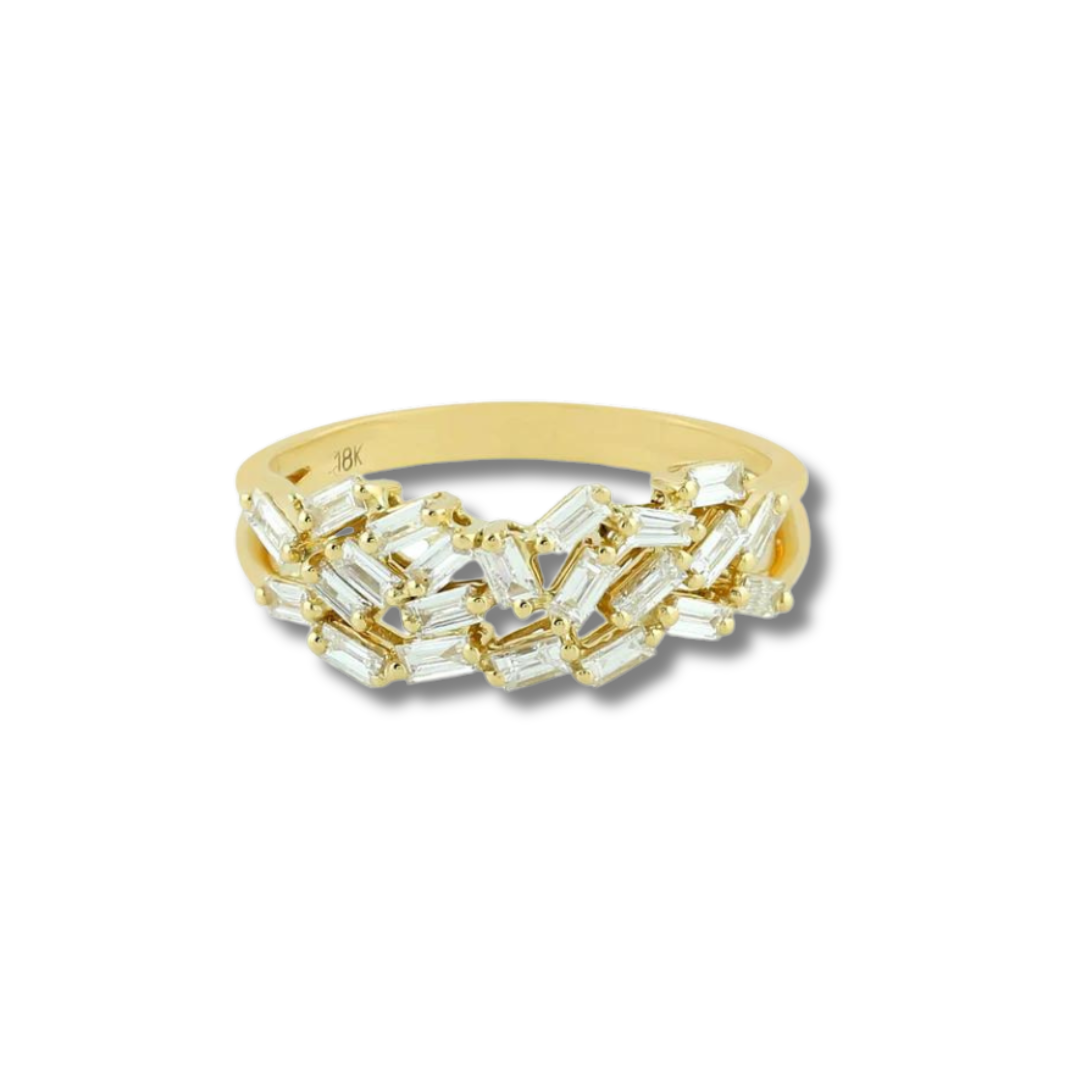 Triple Row Baguette Diamond Ring