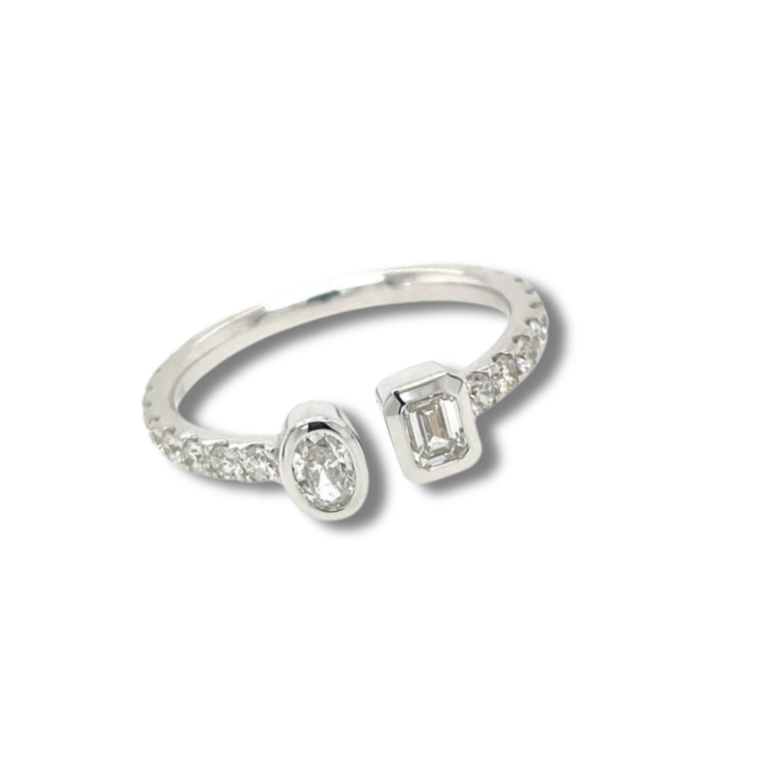 Oval and Emerald Cut Toi et Moi Ring