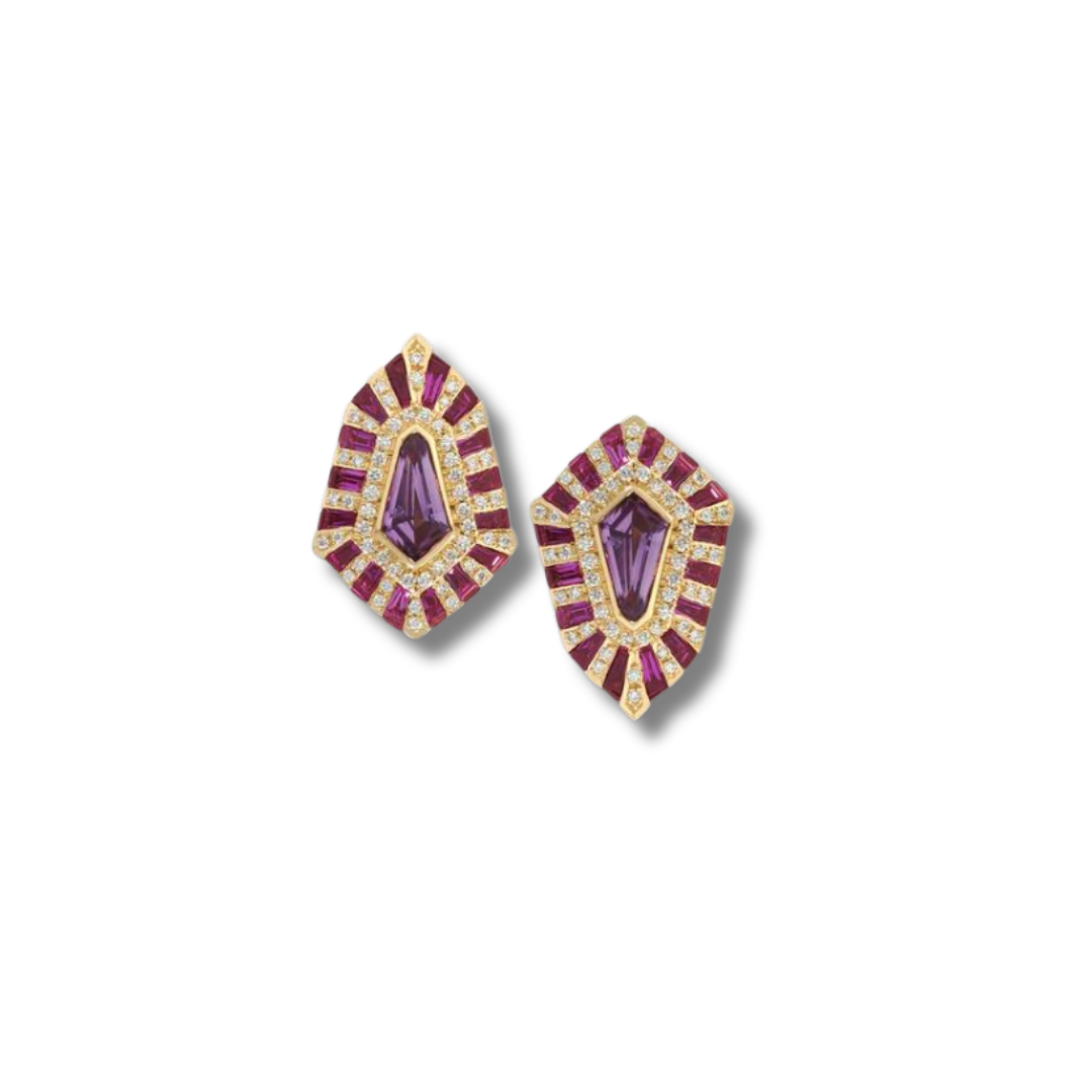 Purple Sapphire Twist Shield Studs