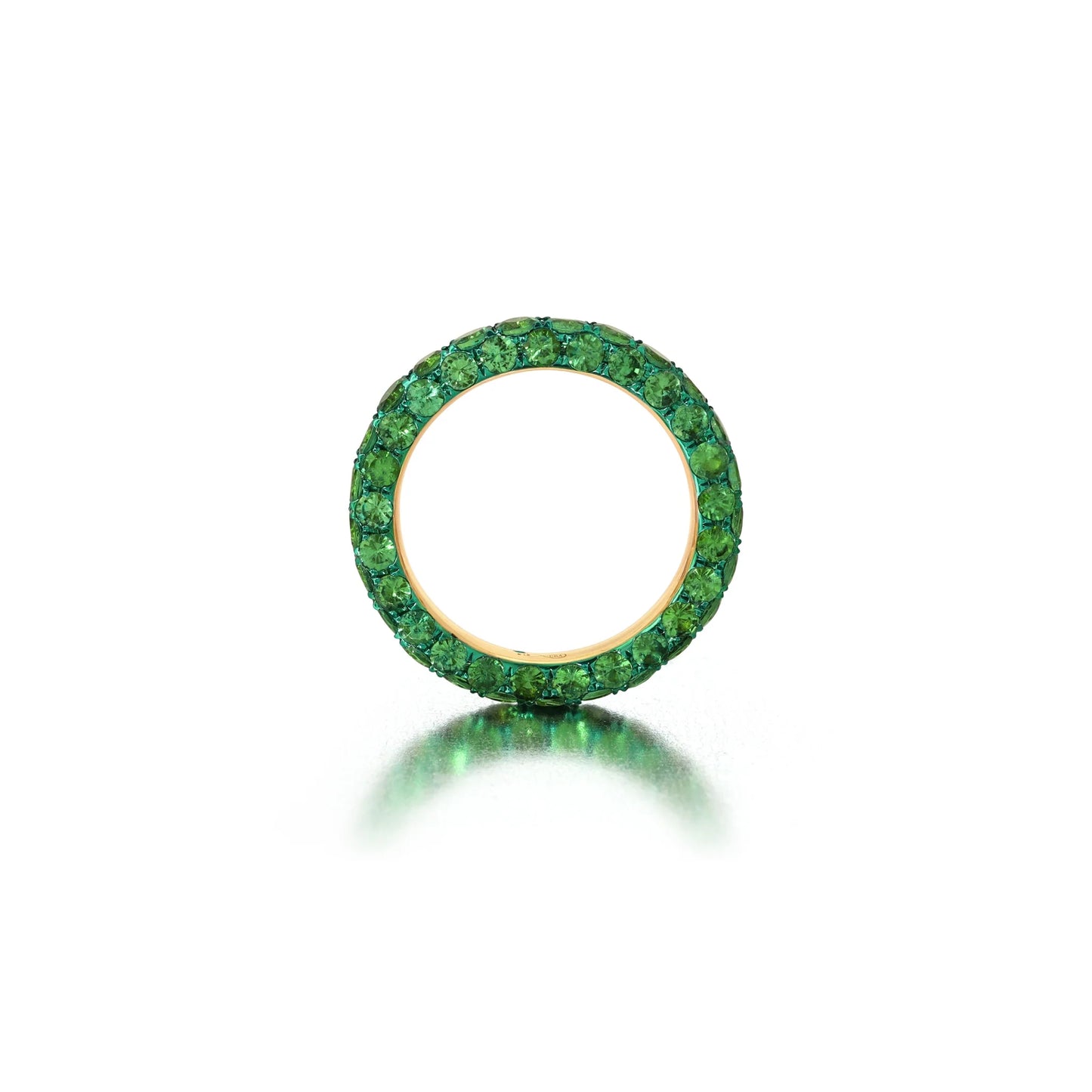3 Sided Tsavorite & Green Rhodium Ring