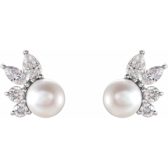 Akoya Pearl and Diamond Earrings