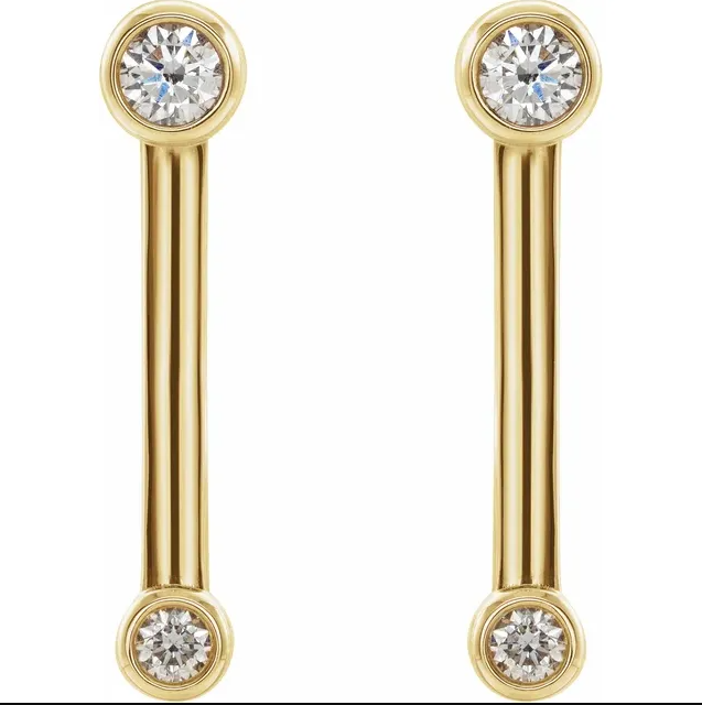 Bezel Set Bar Earring