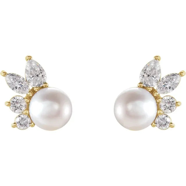 Akoya Pearl and Diamond Earrings