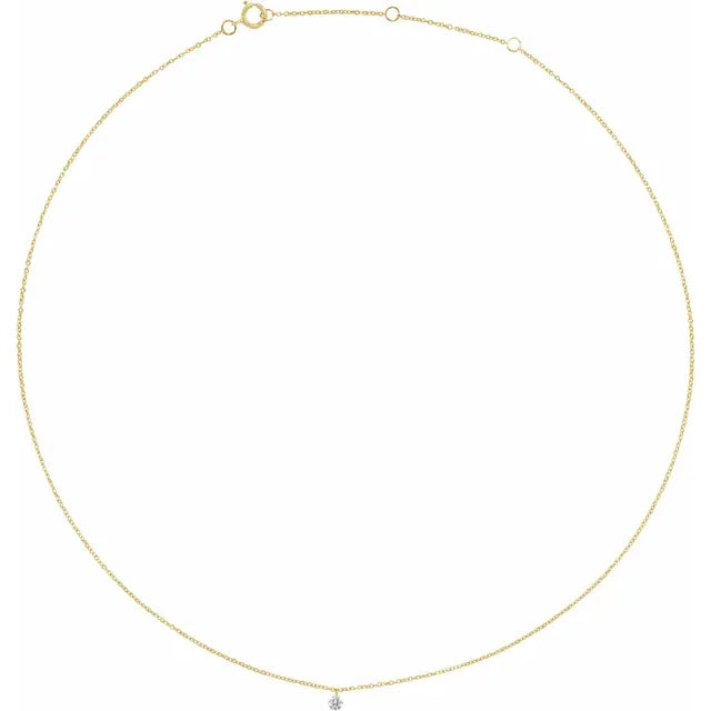 Drilled Diamond Solitaire Necklace