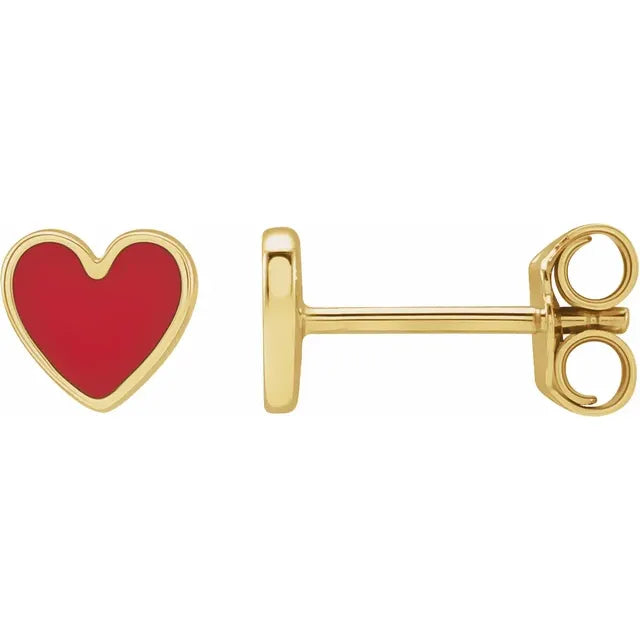 Enamel Heart Studs