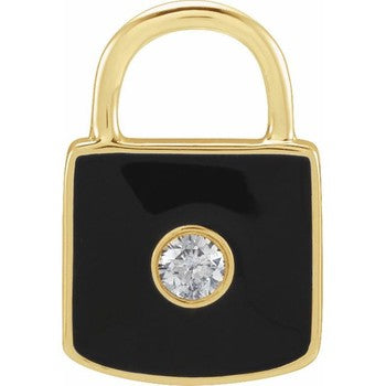 Diamond Enamel Lock Pendant