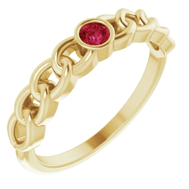 Ruby and Curb Link Ring