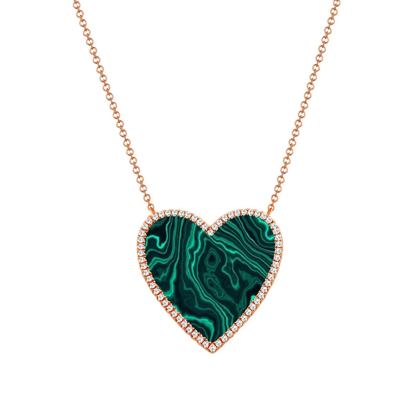 Malachite and Diamond Heart