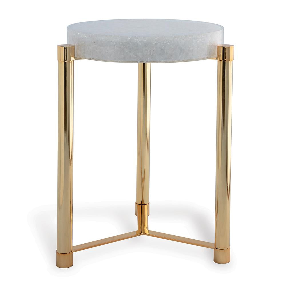 Stoneridge White/Aged Brass Accent Table