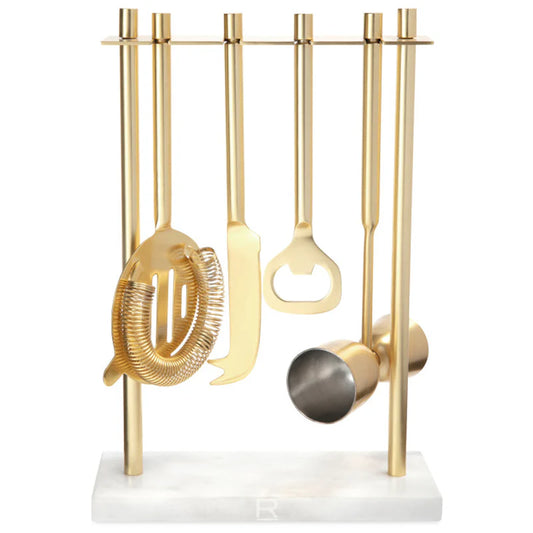 White Marble & Gold Hanging Bar Tools