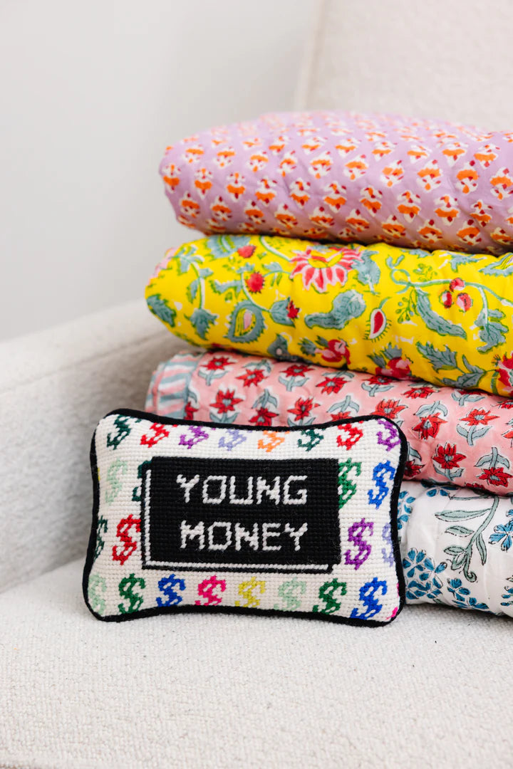 Young Money Needlepoint Pillow