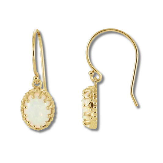 White Opal Drop Earrings