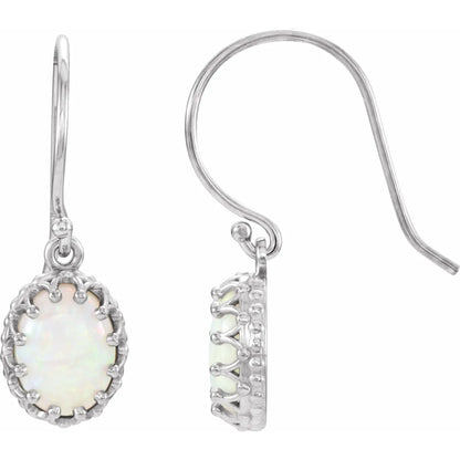 White Opal Drop Earrings