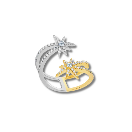 Two Tone Shooting Star Bypass Ring