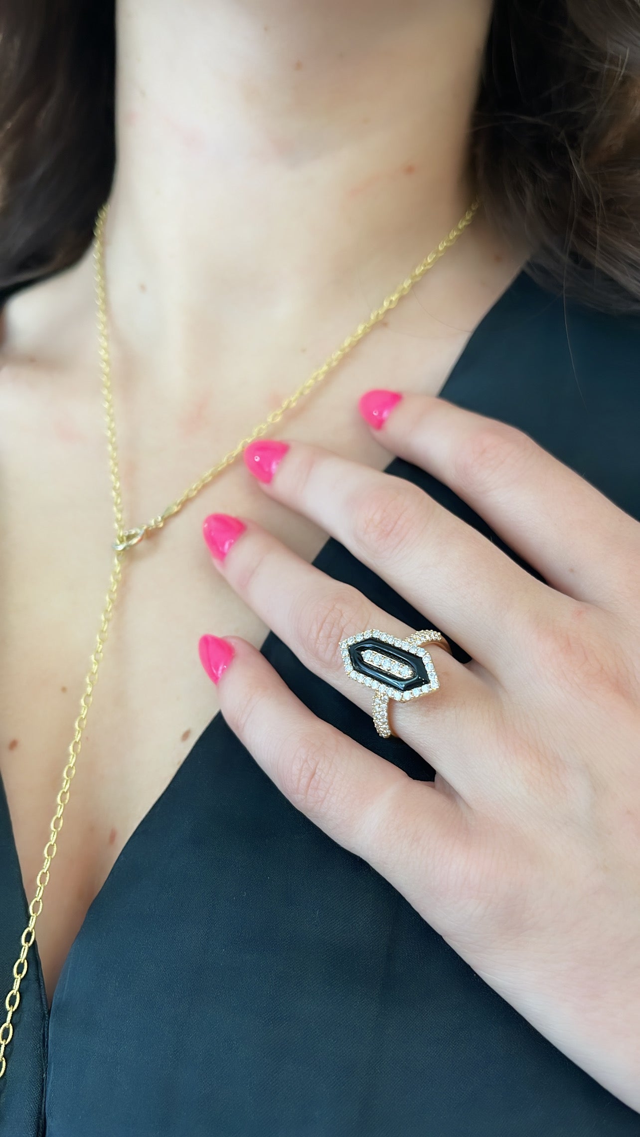 Super S Diamond and Onyx Ring