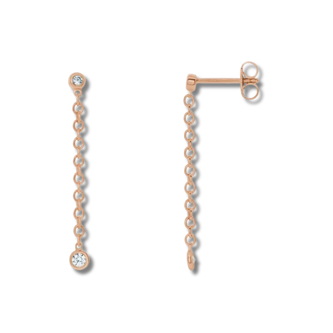 Diamond Drop Chain Earrings