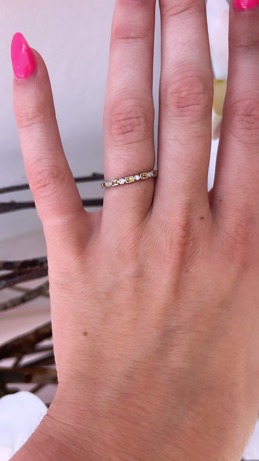 Diamond and Citrine Eternity Band