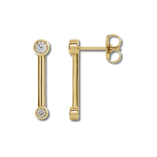 Bezel Set Bar Earring