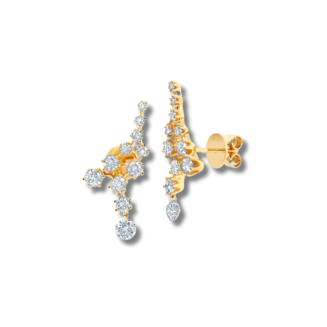 Floating Diamond Ear Climbers