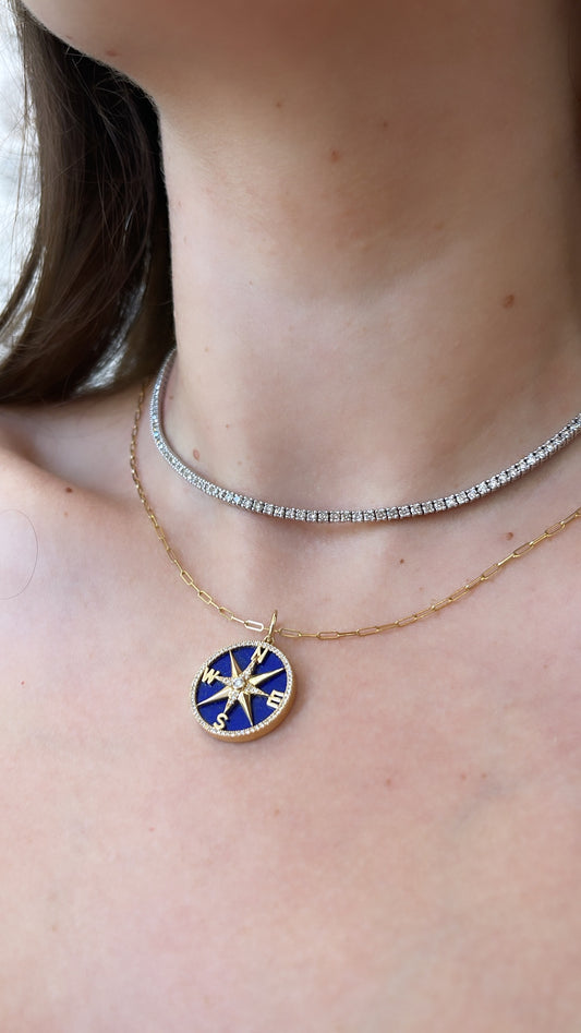Small Lapis Compass Necklace