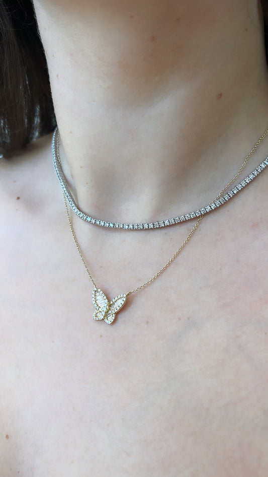 Large Diamond Butterfly Necklace