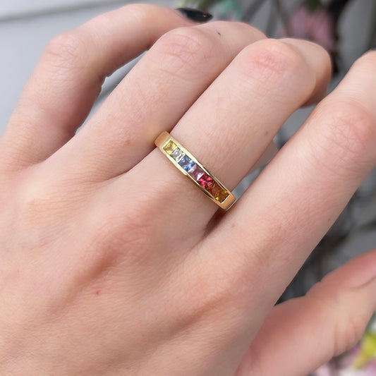 Princess Cut Rainbow Ring