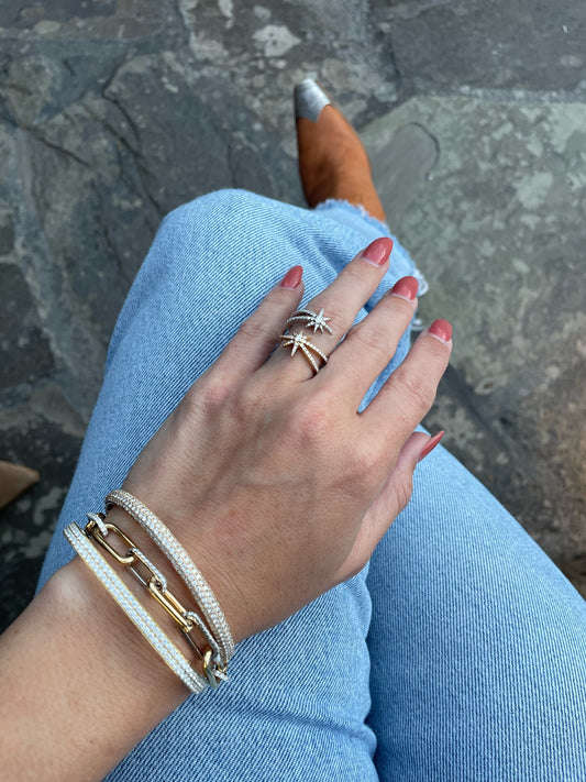 Gold Chain Link and Diamond Bracelet